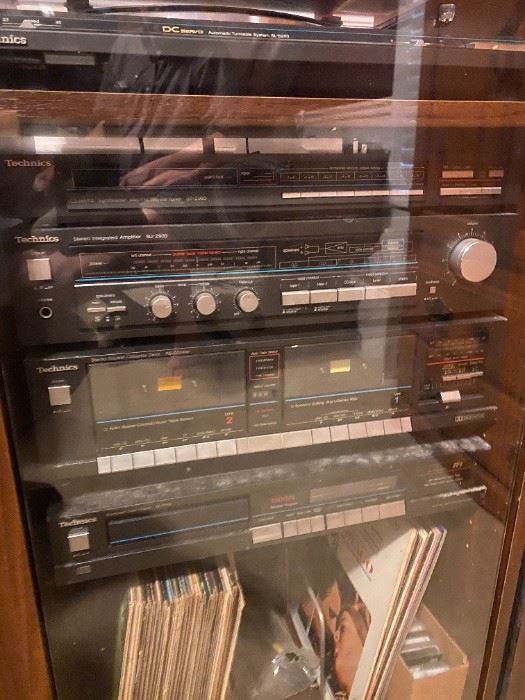 Vintage stereo components and albums