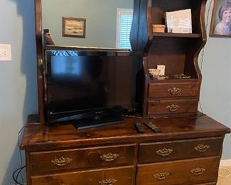 Vintage dresser with mirror and flat screen TV
