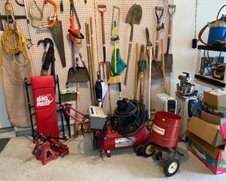 Yard tools, hand tools including saws, shovels, portable heaters