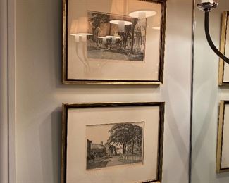 Pair Nantucket etchings