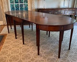 Antique banquet table - 3 parts plus 2 leaves - 42" x 140" fully extended