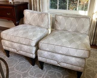 Custom upholstered slipper chairs