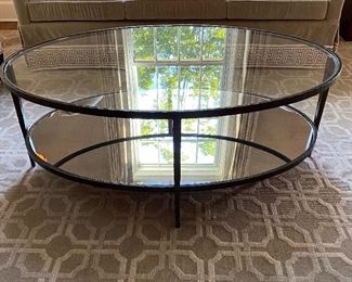 Glass & iron coffee table