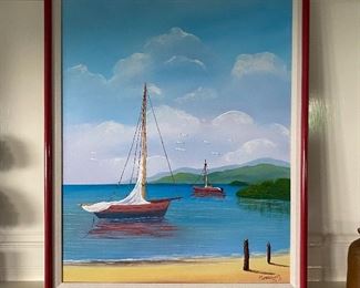 Oil - Sailboat - E. Martinz