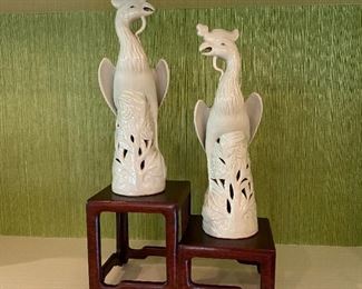 Blanc de chine phœnix birds, pair