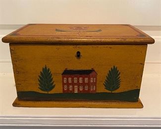 Antique painted miniature blanket chest