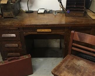Vintage solid wood executive desk