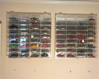 2 Mirrored Display Cases Almost Full of 164 Model Cars