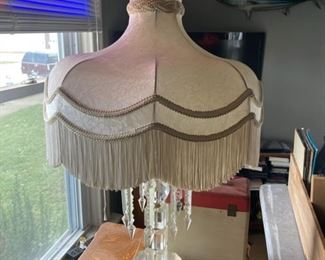 Fringe and Glass Lamp and Shade