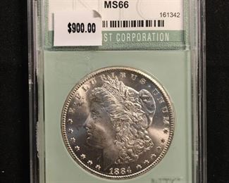 1884-CC United States Morgan Silver Dollar - Carson City - NTC Graded MS 66