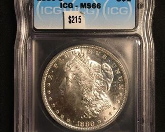 1880-S United States Morgan Silver Dollar - ICG MS 66 Graded