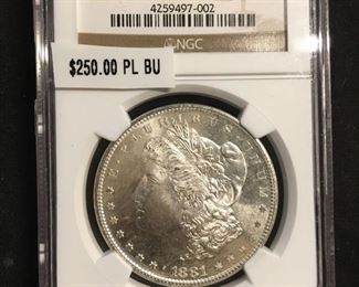 1881-S United States Morgan Silver Dollar - NGC Graded MS 66
