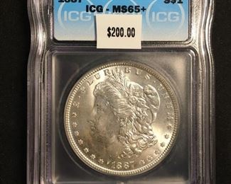 1887 United States Morgan Silver Dollar - ICG Graded MS 65+