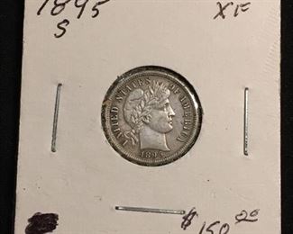 1895-S United States Barber Silver Dime - 90% Silver Coin