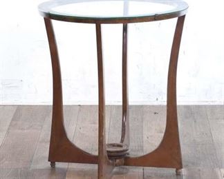 Mid Century Modern Style End Table W Glass Top