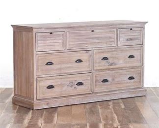 Contemporary White Washed Long Dresser