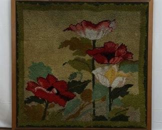 Vintage Hand Tufted Floral Embroidery