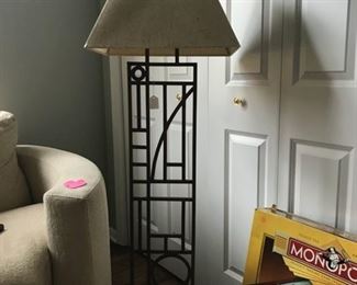 Metal floor lamp with shade