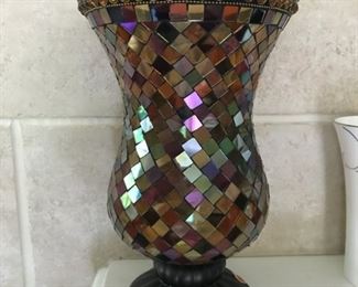 Mosaic glass candle holder
