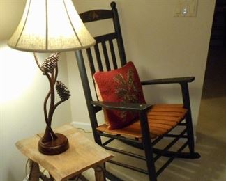 Cabin Decor - Unique Side Table & Lamps