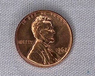 Uncirculated Roll of 1962 Pennies
