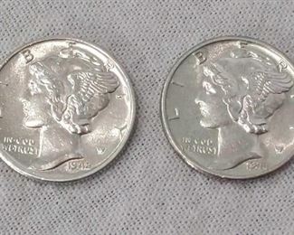 1942, 1944 Mercury Dimes