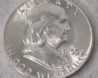 1955 US Silver Franklin 50c Uncirculated