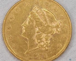 1874 US $20 Gold Liberty