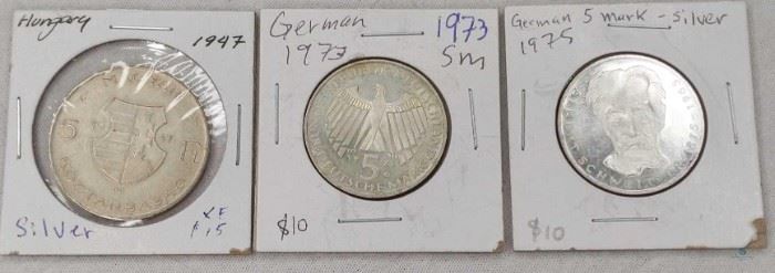 1947 Hungary and 1970's German Silver Coins
