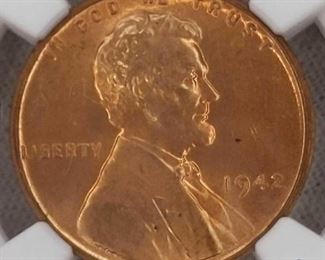 1942 Lincoln Head Cent NGC MS65 Red