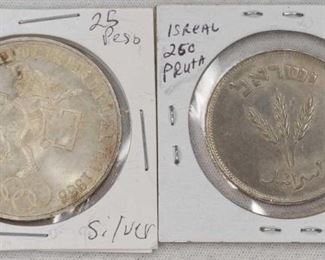 1968 Mexico and Isreal Silver Coins