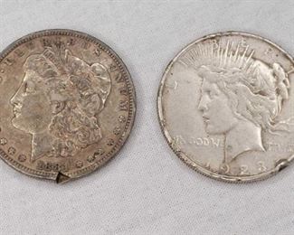 1881-S Morgan Silver Dollar & 1923-S Peace Silver Dollar