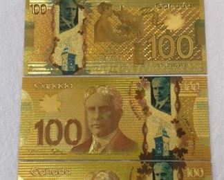 Canadian 100 Euro Gold Bills  