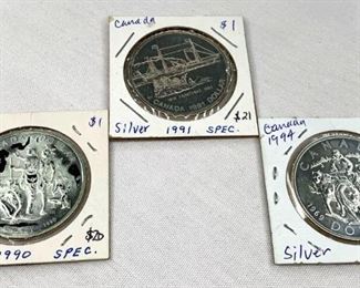 1990-1994 Canadian Silver Dollars