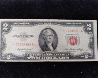 1953 Red Seal $2 US Legal Tender  Star Note