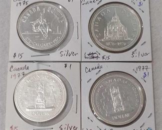 1975-1977 Canadian Silver Dollars
