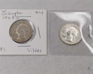 1964-D and Bi-centennial Washington Quarters