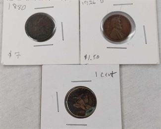 1880 Indian Head Cent, 1926-D Wheat Penny and More