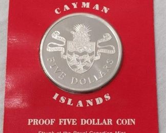 1974 Cayman Island Silver Five Dollar Coin