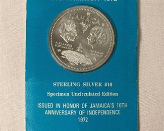 1972 Jamaica Ten Dollar Silver Independence Coin 