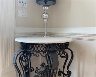 Heavy metal base with Ostrich skin table top