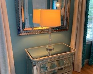 Mirrored side table - 2 available - ( one as is )