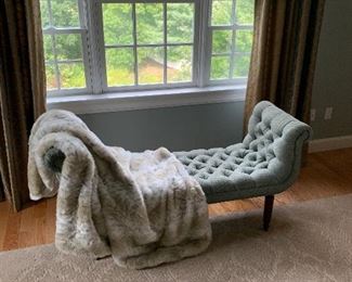 Upholstered tufted roll arm bench by Charles Stewart