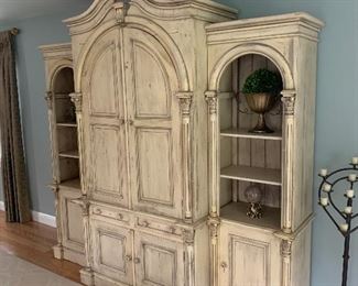 3 Piece Wall unit in a distressed creme finish