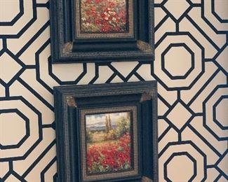 2 Small floral oil paintings 18.5 x 16.5