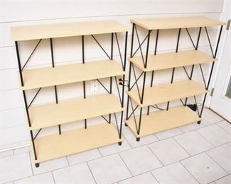 4. Pair Of Modern Wood and Metal Bookshelves