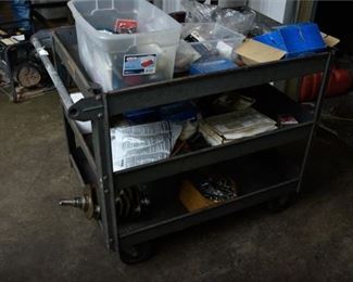 244. Metal Rolling Cart With Contents