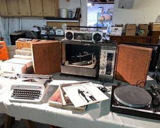 Vintage LP's and Magnavox Portable Stereo that works