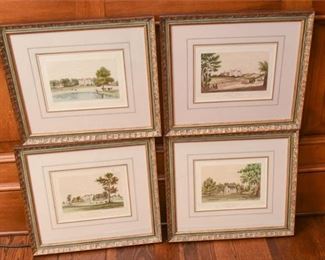 Four 4 Greenwood Manor Matted and Framed Pastoral Prints