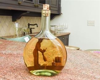 Liquor Flask with Interior Wood Carving